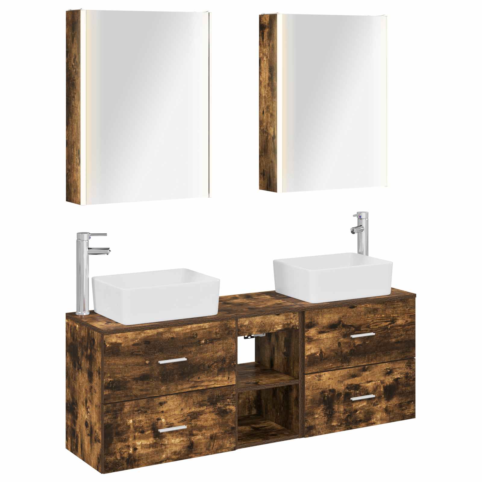 vidaXL Badkamermeubelset 5 pcs Wit Bewerkt hout en glas