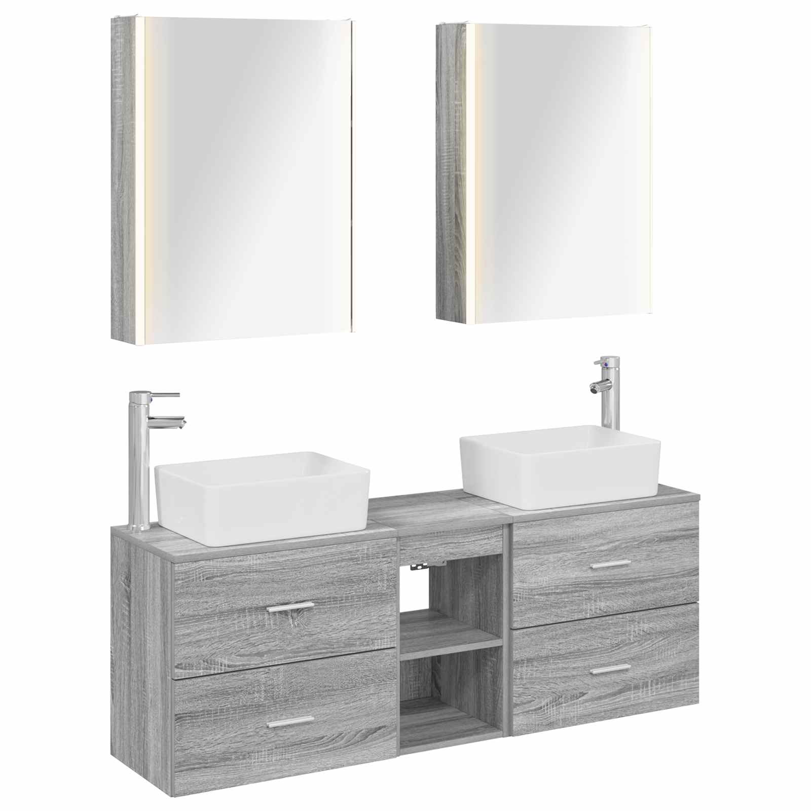 vidaXL Badkamermeubelset 5 pcs Wit Bewerkt hout en glas