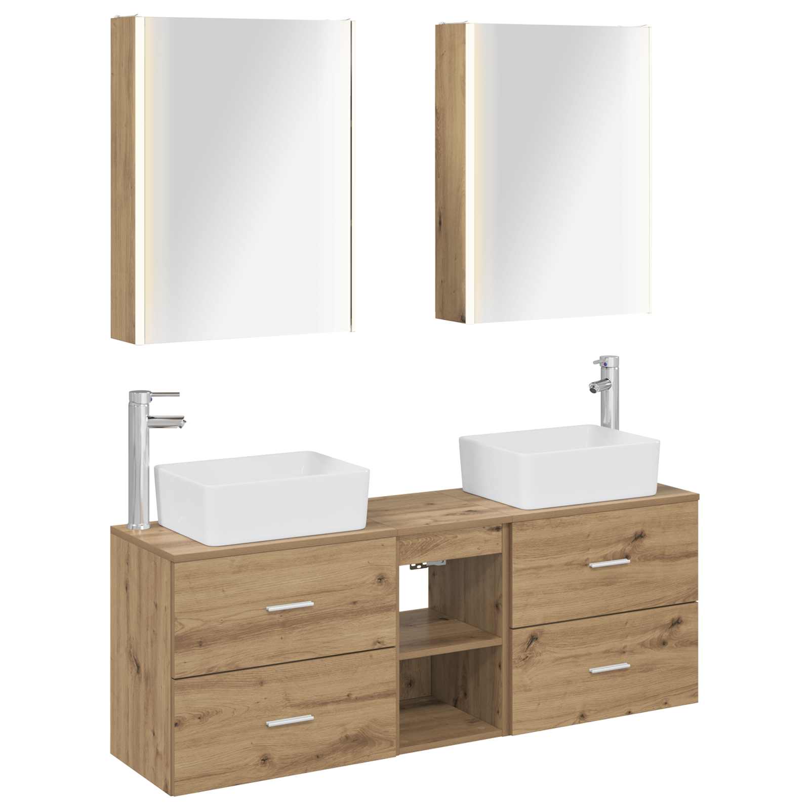 vidaXL Badkamermeubelset 5 pcs Wit Bewerkt hout en glas