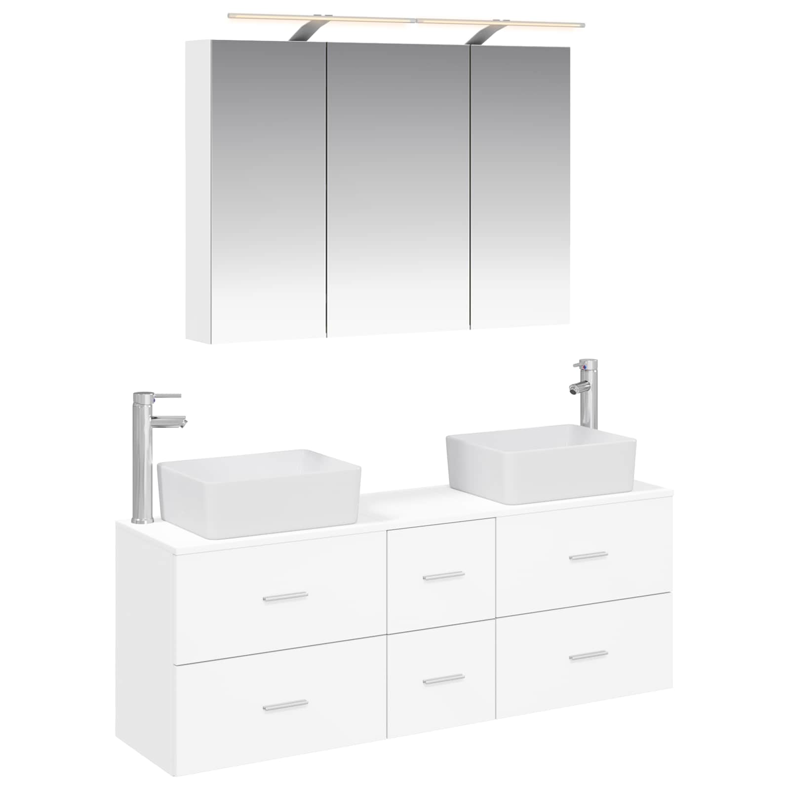 vidaXL Badkamermeubelset 4 pcs Wit Bewerkt hout en glas