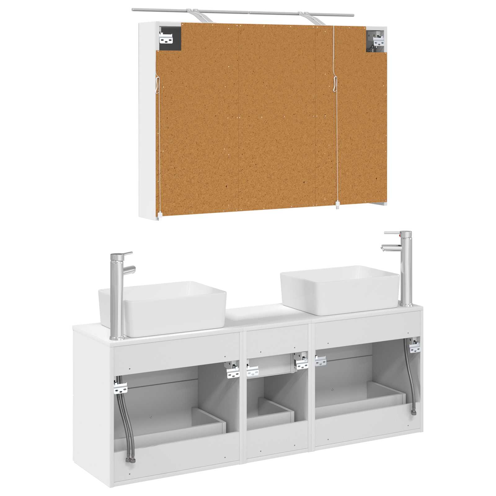 vidaXL Badkamermeubelset 4 pcs Wit Bewerkt hout en glas