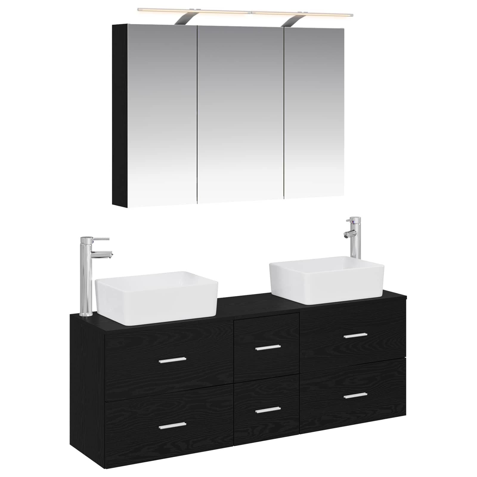 vidaXL Badkamermeubelset 4 pcs Wit Bewerkt hout en glas