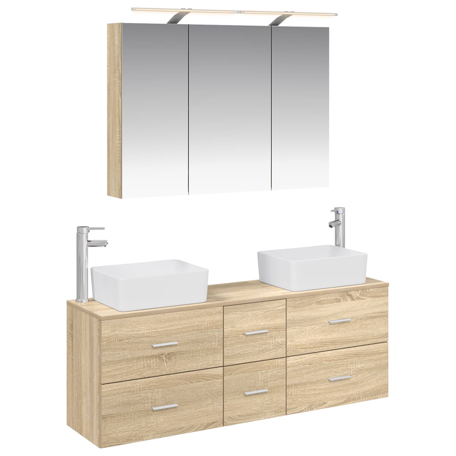 vidaXL Badkamermeubelset 4 pcs Wit Bewerkt hout en glas