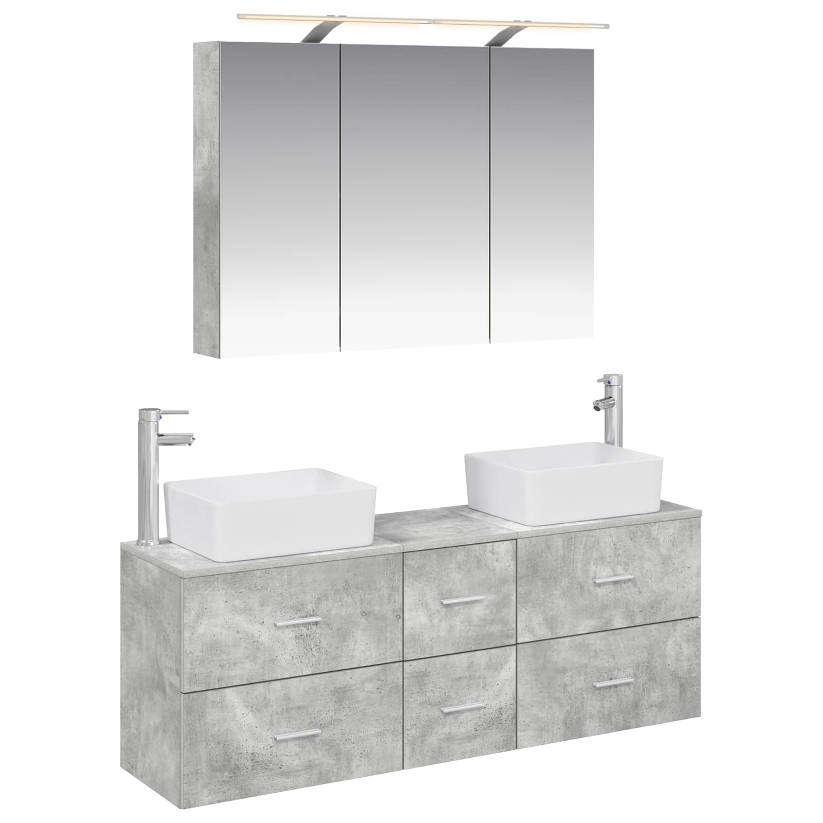 vidaXL Badkamermeubelset 4 pcs Wit Bewerkt hout en glas