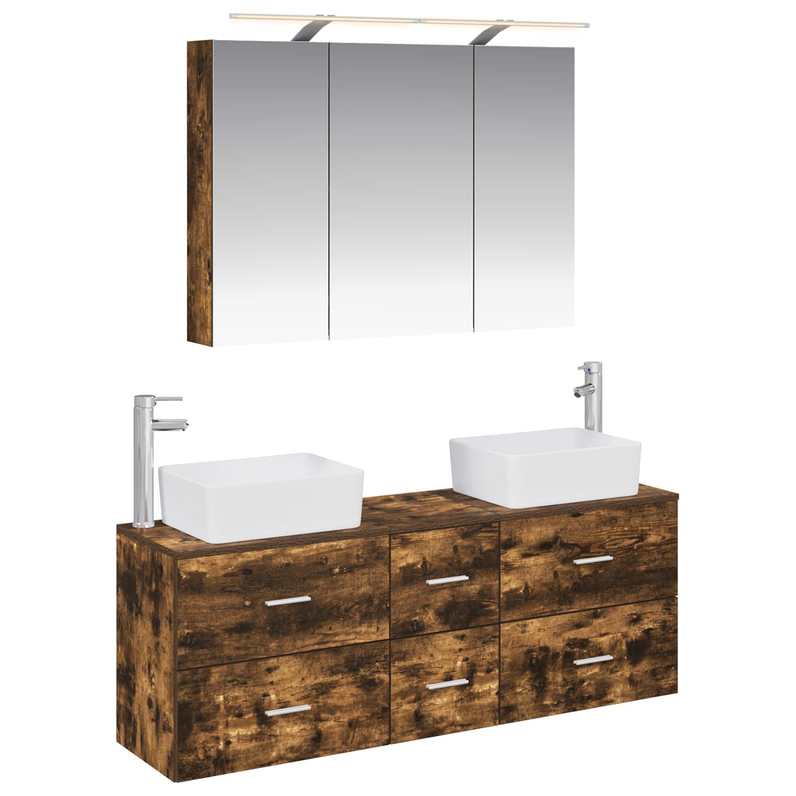 vidaXL Badkamermeubelset 4 pcs Wit Bewerkt hout en glas