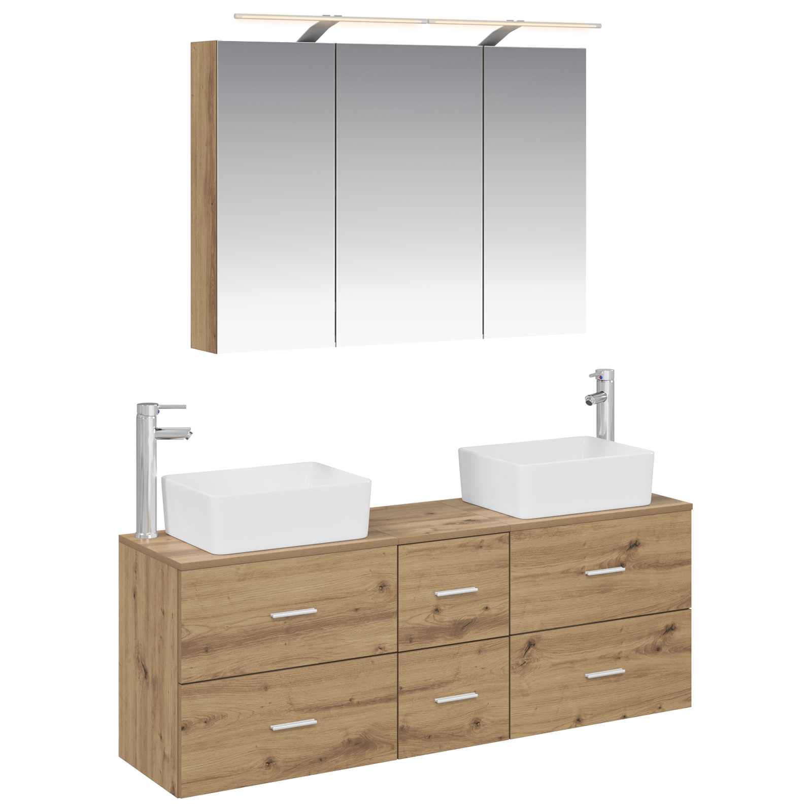 vidaXL Badkamermeubelset 4 pcs Wit Bewerkt hout en glas