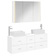 vidaXL Badkamermeubelset 4 pcs Wit Bewerkt hout en glas
