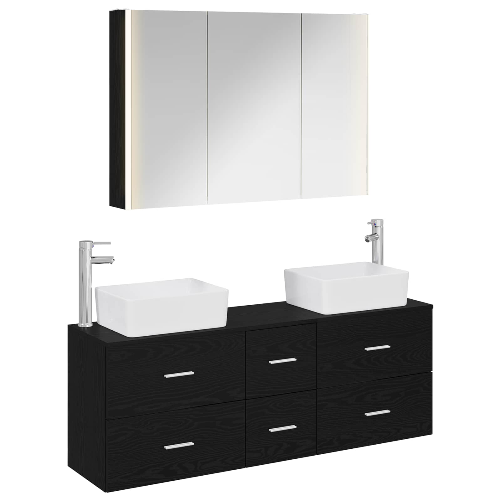 vidaXL Badkamermeubelset 4 pcs Wit Bewerkt hout en glas