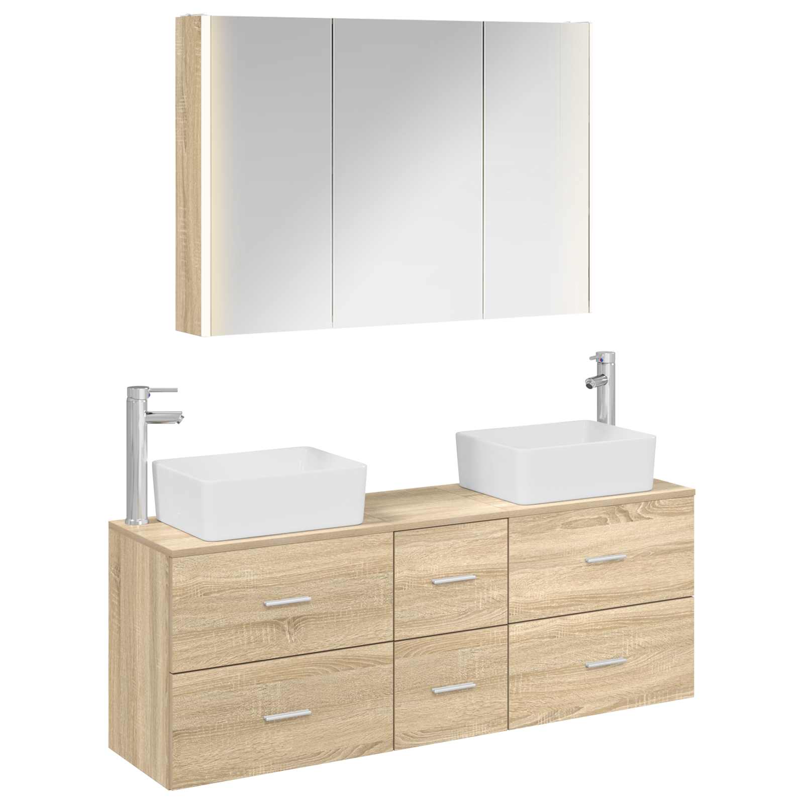 vidaXL Badkamermeubelset 4 pcs Wit Bewerkt hout en glas