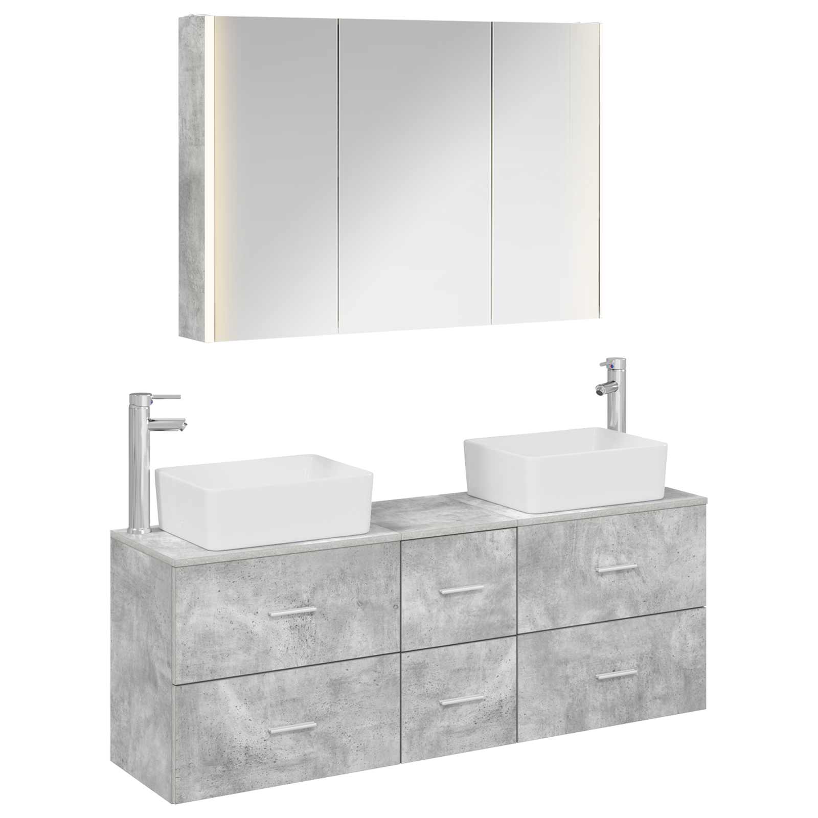vidaXL Badkamermeubelset 4 pcs Wit Bewerkt hout en glas