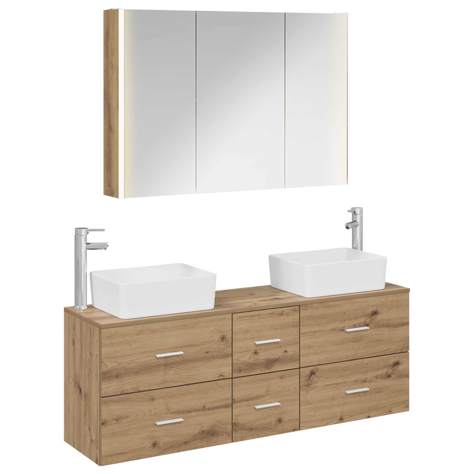 vidaXL Badkamermeubelset 4 pcs Wit Bewerkt hout en glas