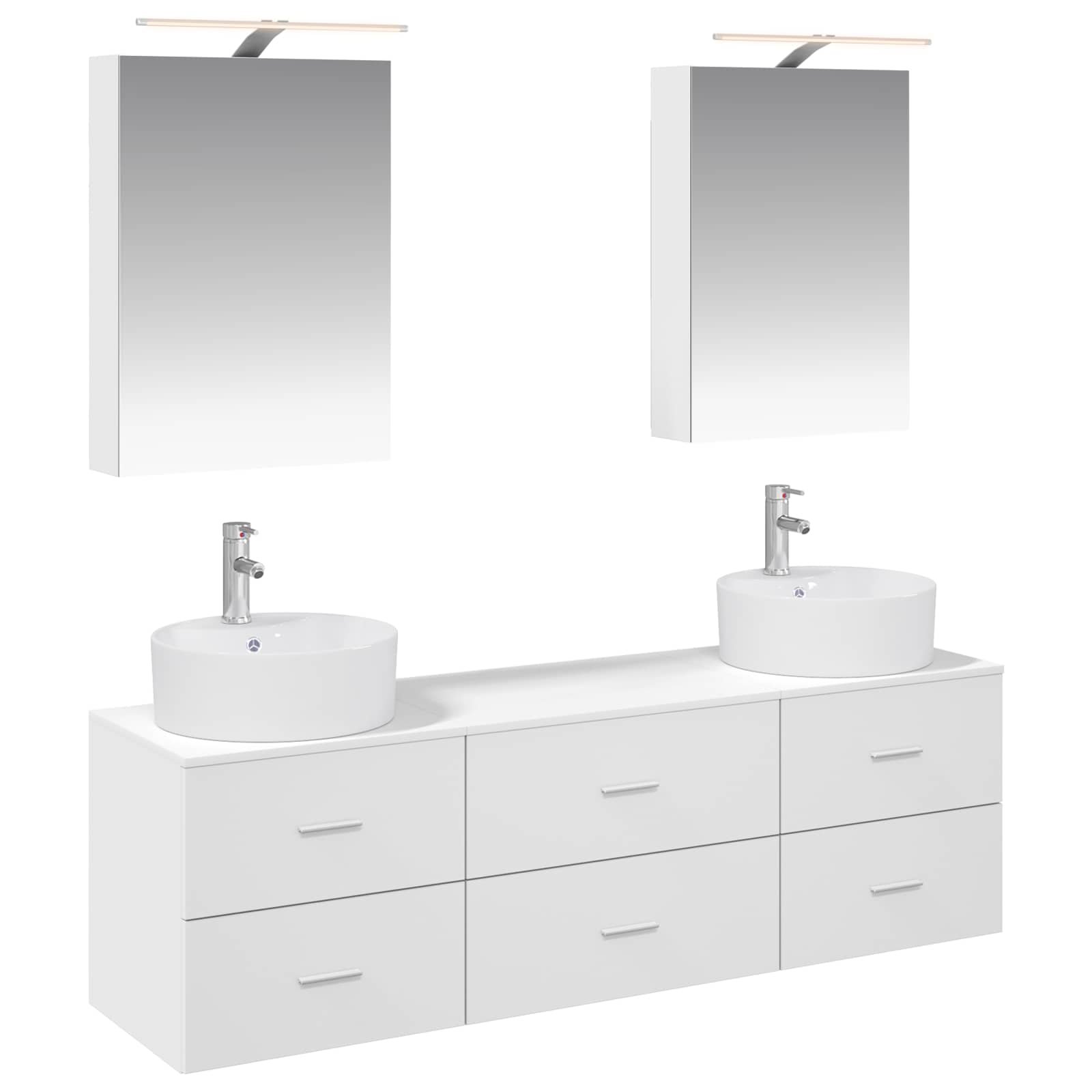 vidaXL Badkamermeubelset 5 pcs Wit Bewerkt hout en glas