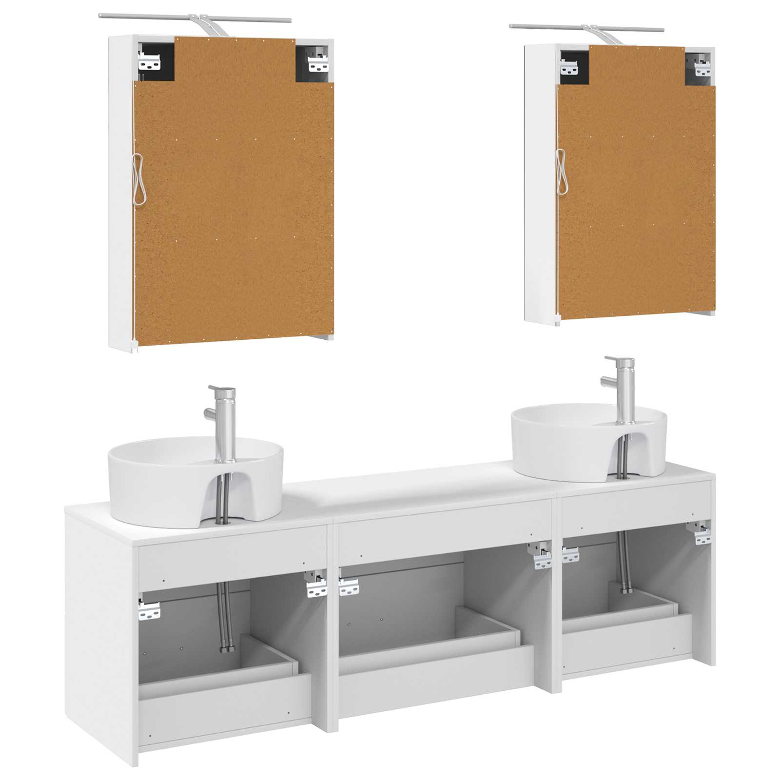 vidaXL Badkamermeubelset 5 pcs Wit Bewerkt hout en glas