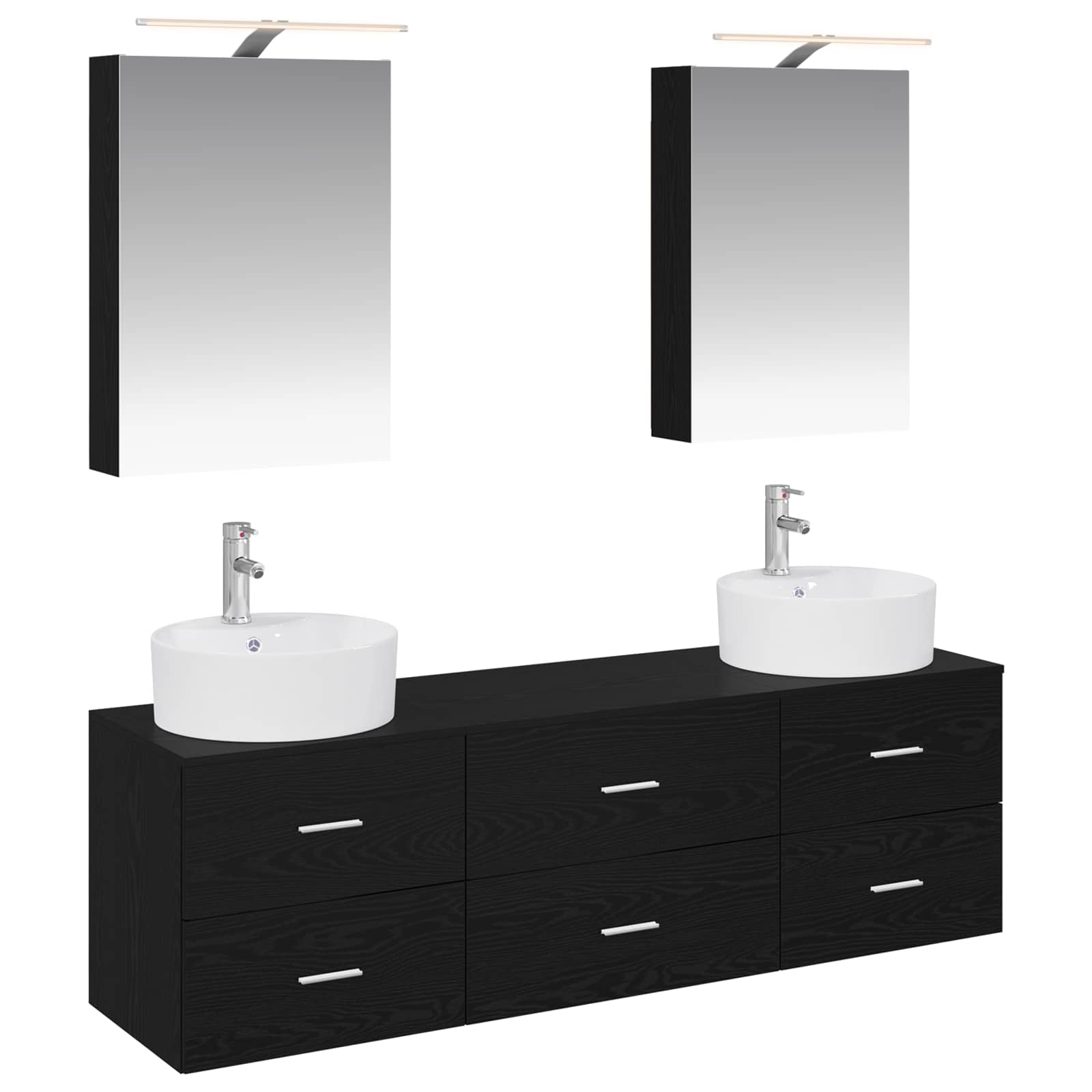 vidaXL Badkamermeubelset 5 pcs Wit Bewerkt hout en glas