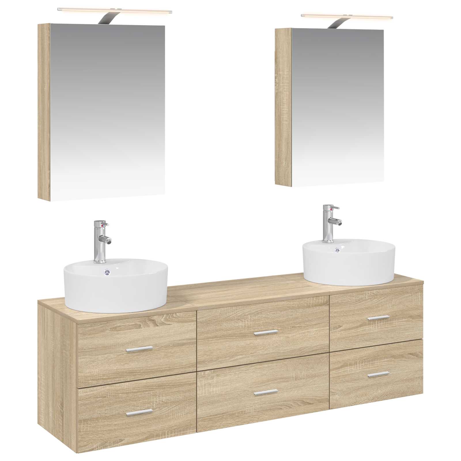 vidaXL Badkamermeubelset 5 pcs Wit Bewerkt hout en glas