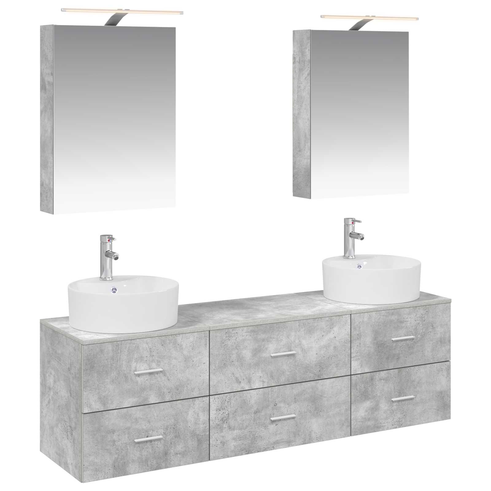 vidaXL Badkamermeubelset 5 pcs Wit Bewerkt hout en glas