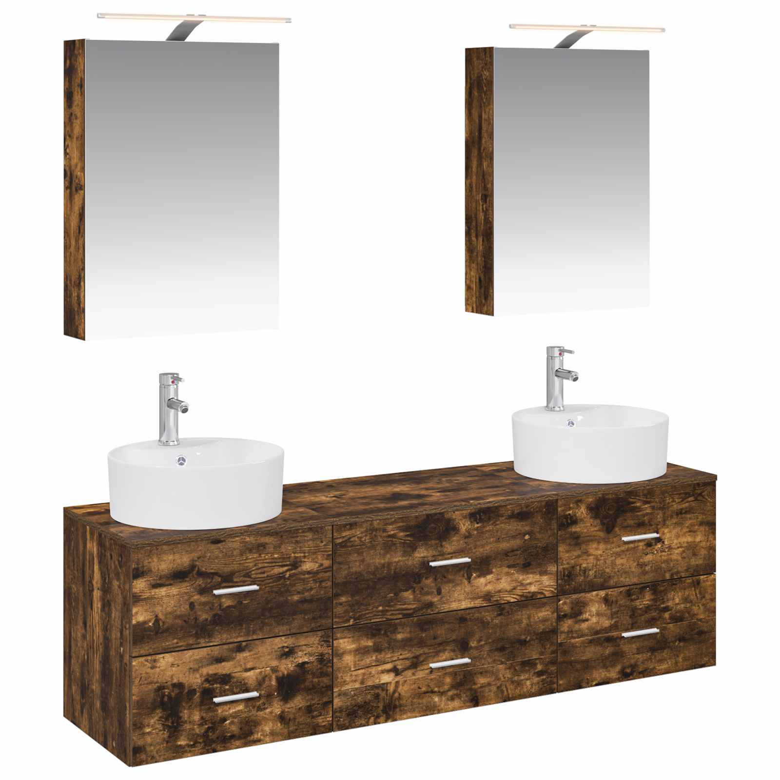 vidaXL Badkamermeubelset 5 pcs Wit Bewerkt hout en glas