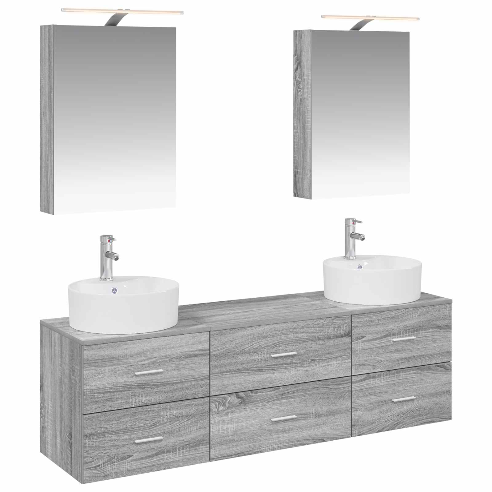 vidaXL Badkamermeubelset 5 pcs Wit Bewerkt hout en glas