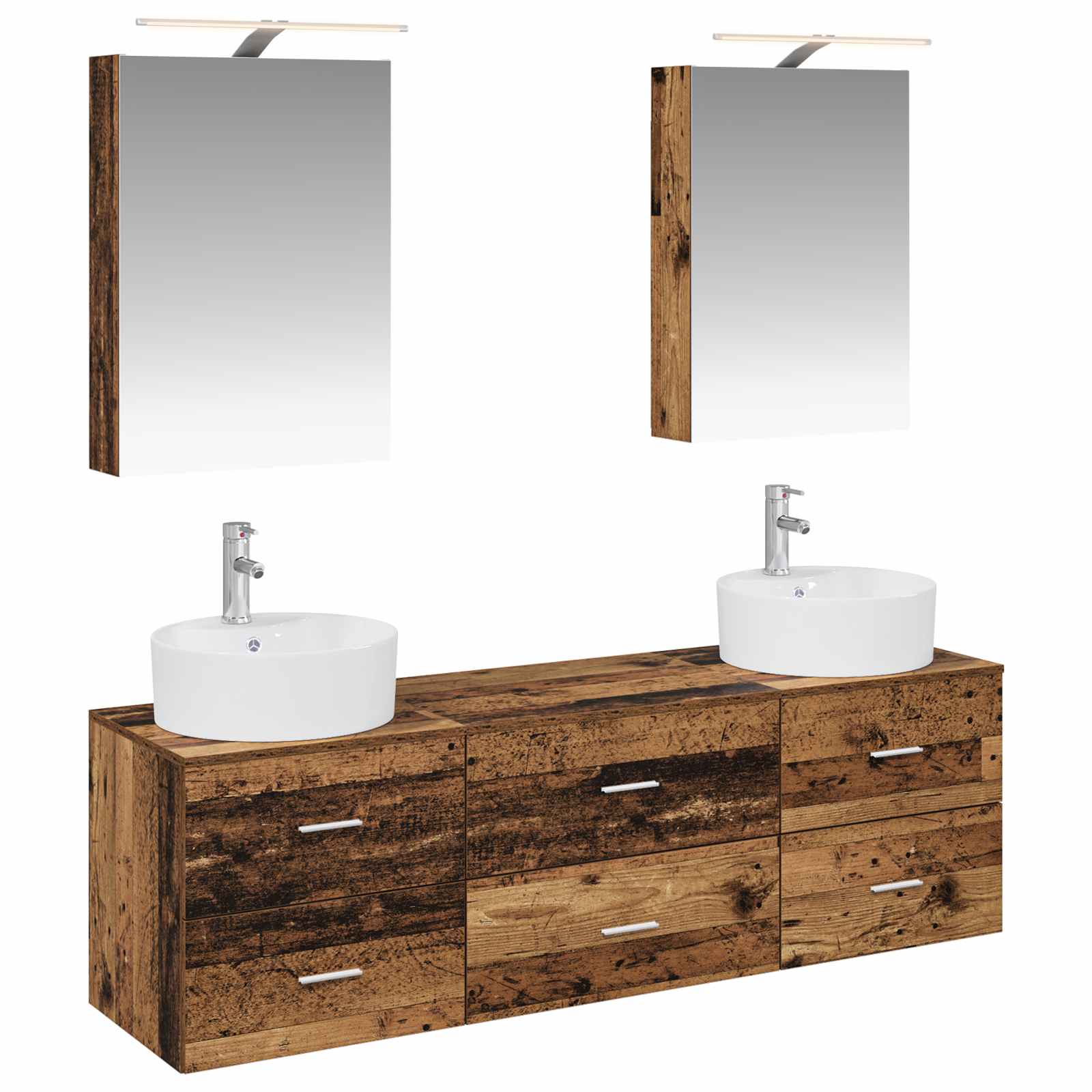 vidaXL Badkamermeubelset 5 pcs Wit Bewerkt hout en glas