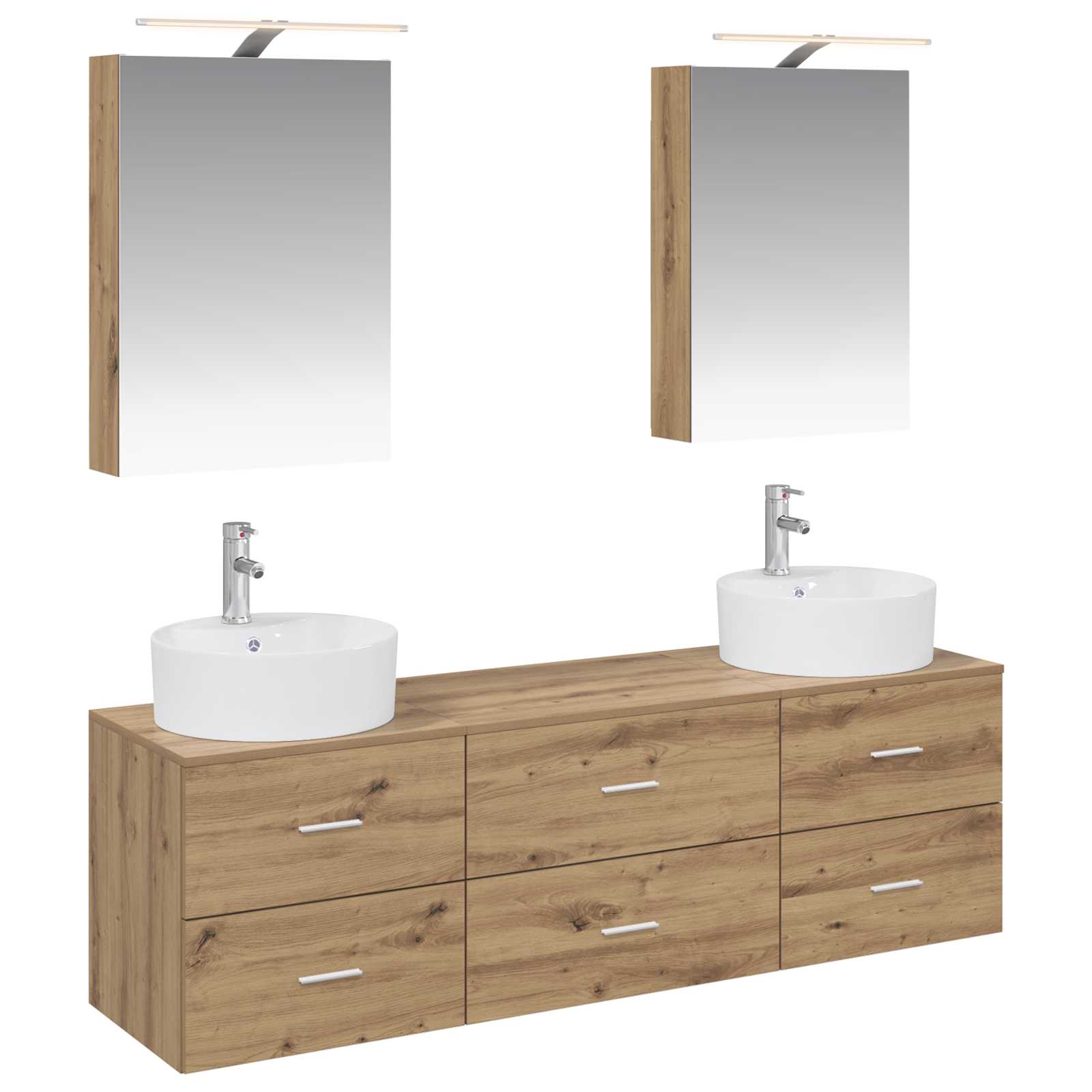 vidaXL Badkamermeubelset 5 pcs Wit Bewerkt hout en glas
