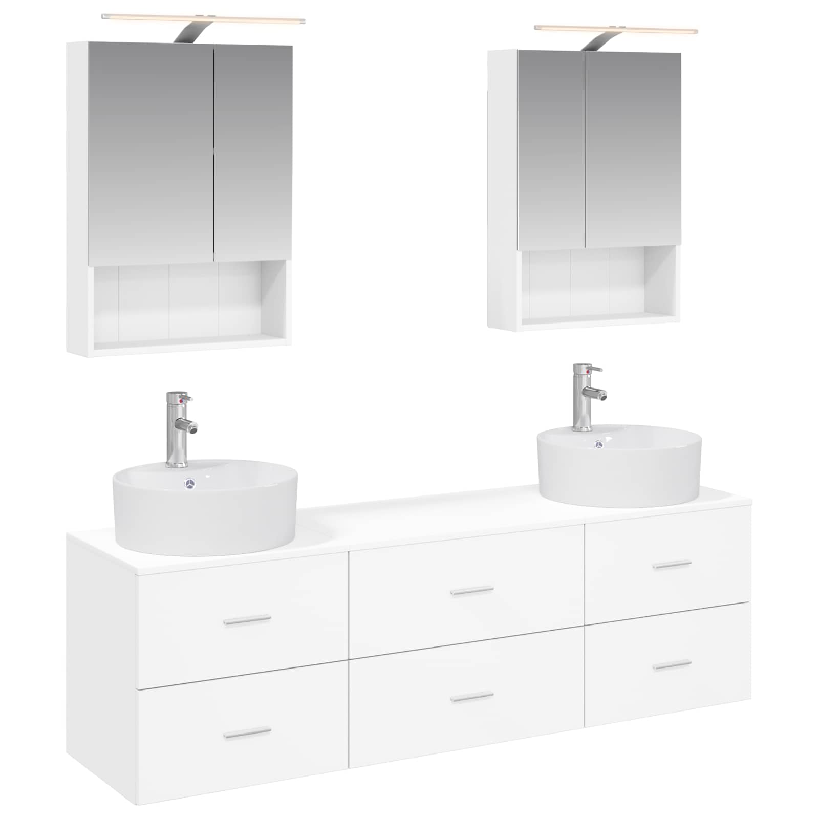 vidaXL Badkamermeubelset 5 pcs Wit Bewerkt hout en glas