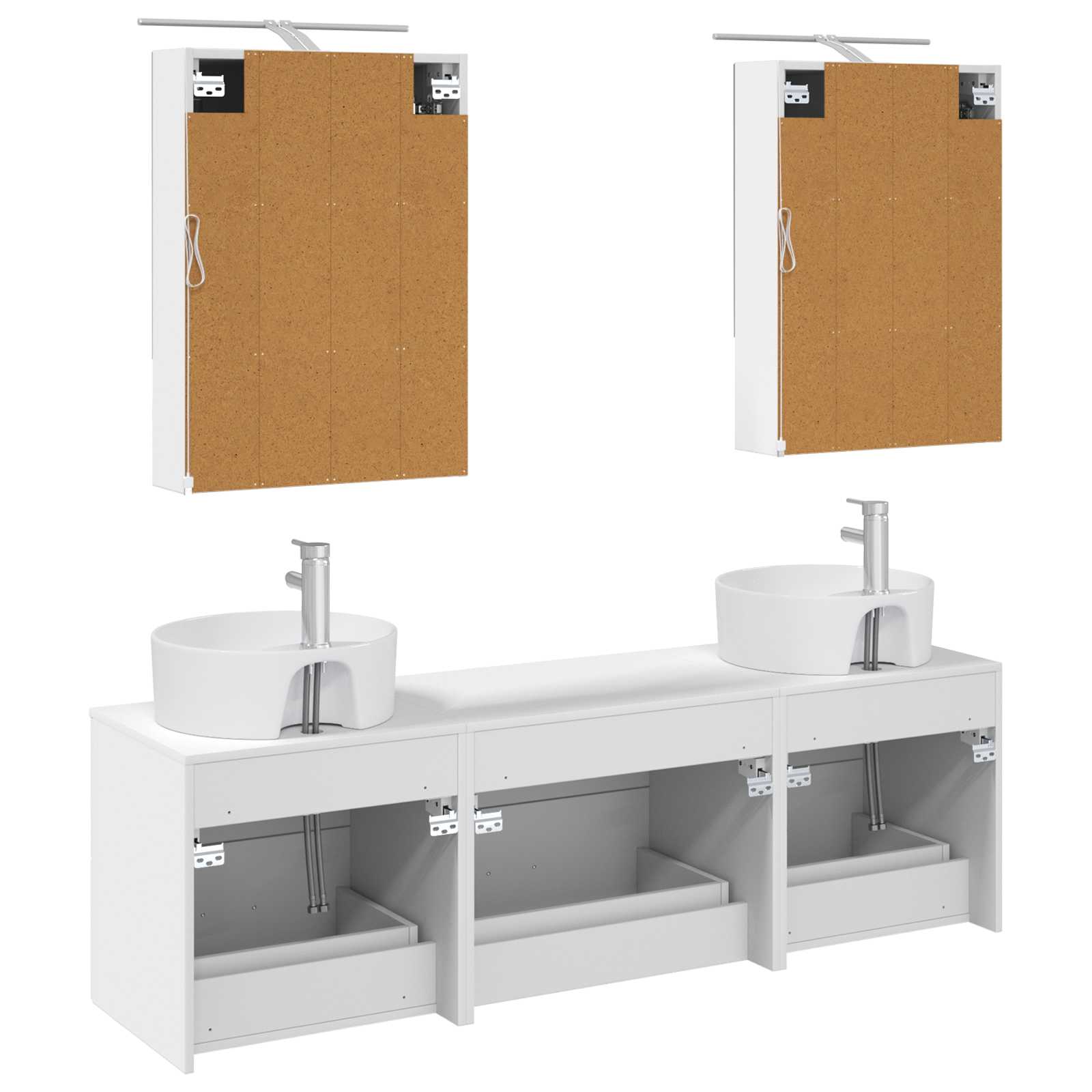 vidaXL Badkamermeubelset 5 pcs Wit Bewerkt hout en glas