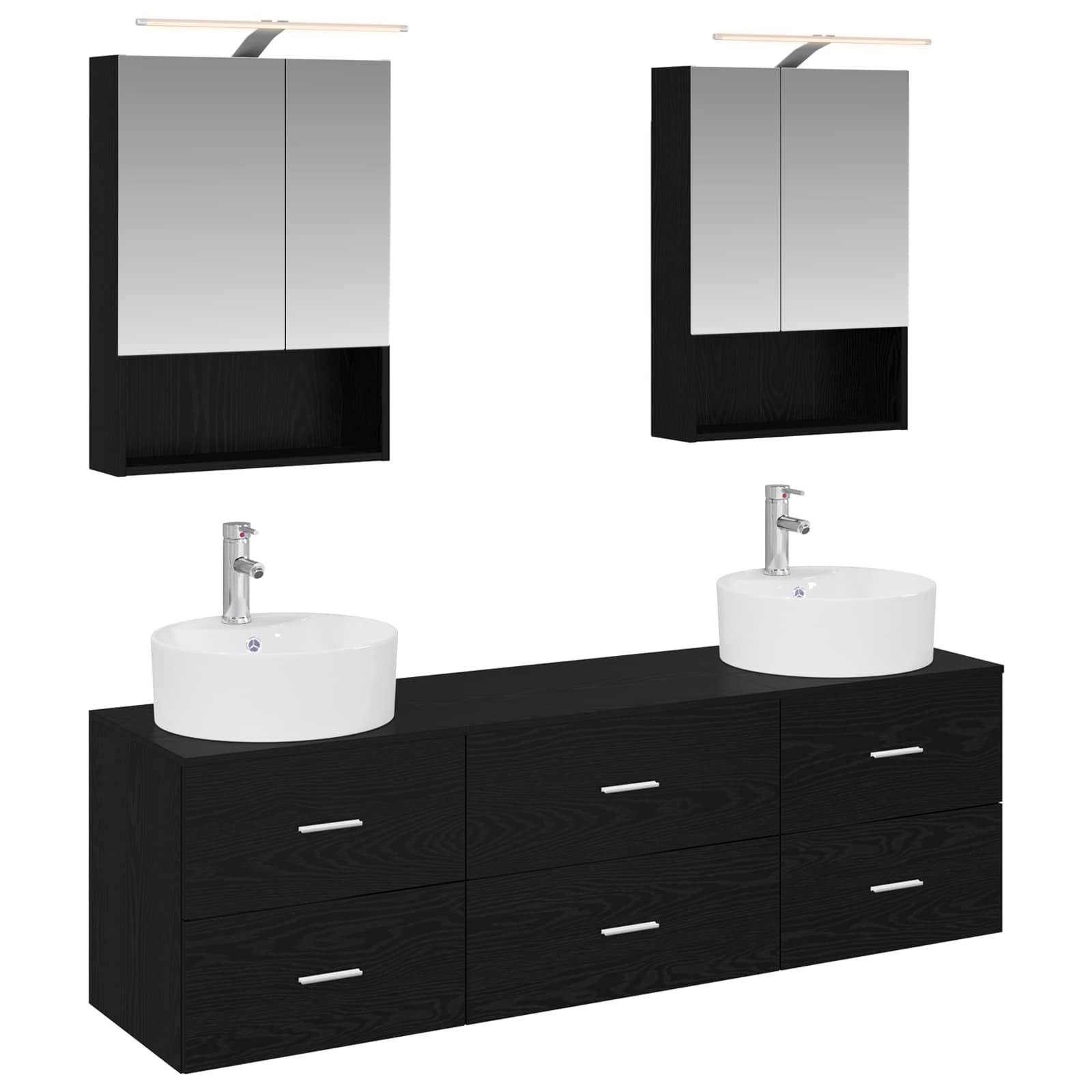 vidaXL Badkamermeubelset 5 pcs Wit Bewerkt hout en glas