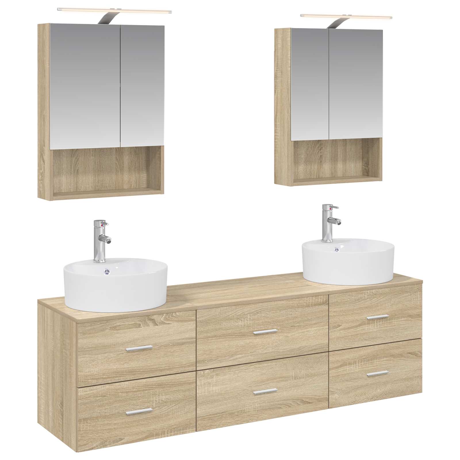 vidaXL Badkamermeubelset 5 pcs Wit Bewerkt hout en glas