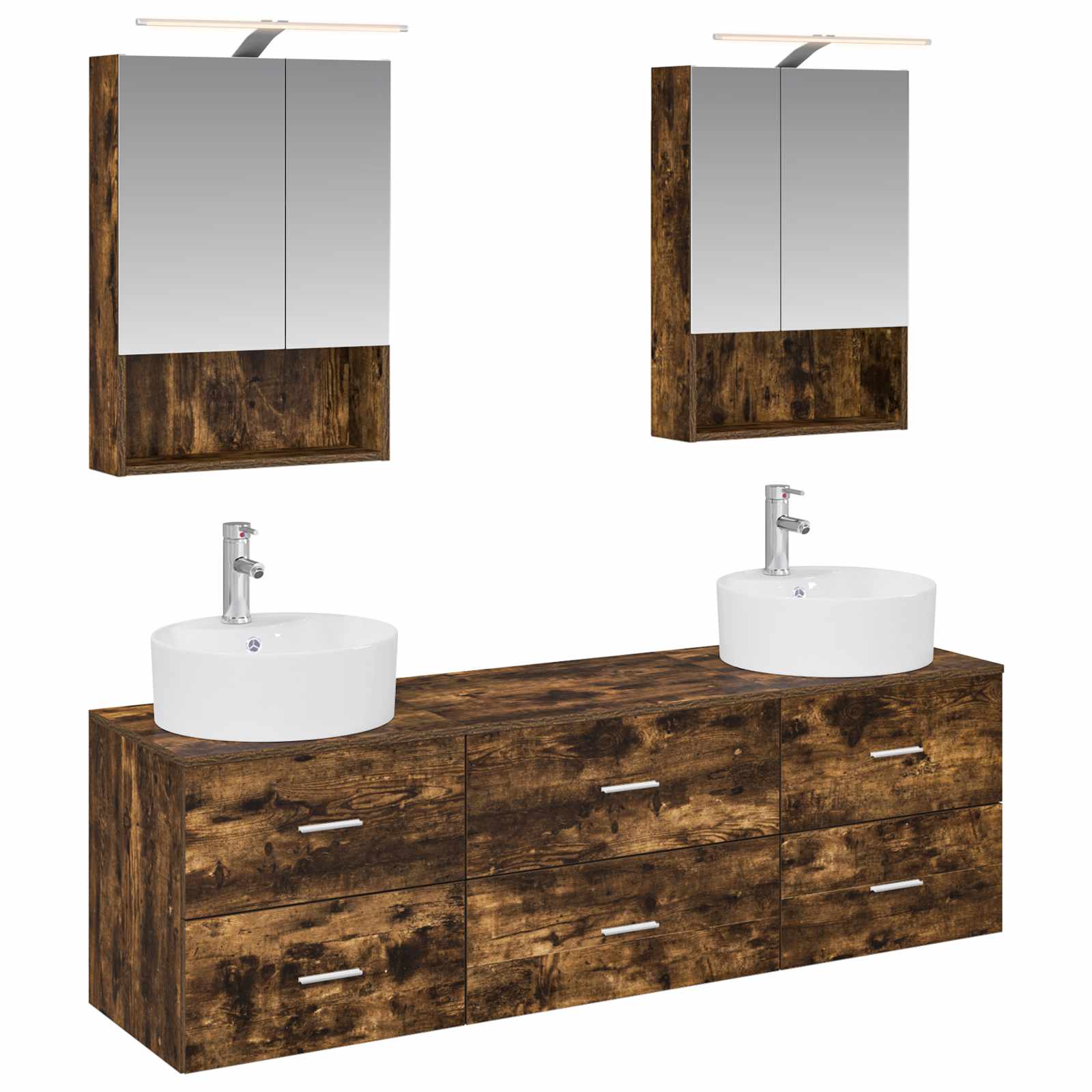 vidaXL Badkamermeubelset 5 pcs Wit Bewerkt hout en glas