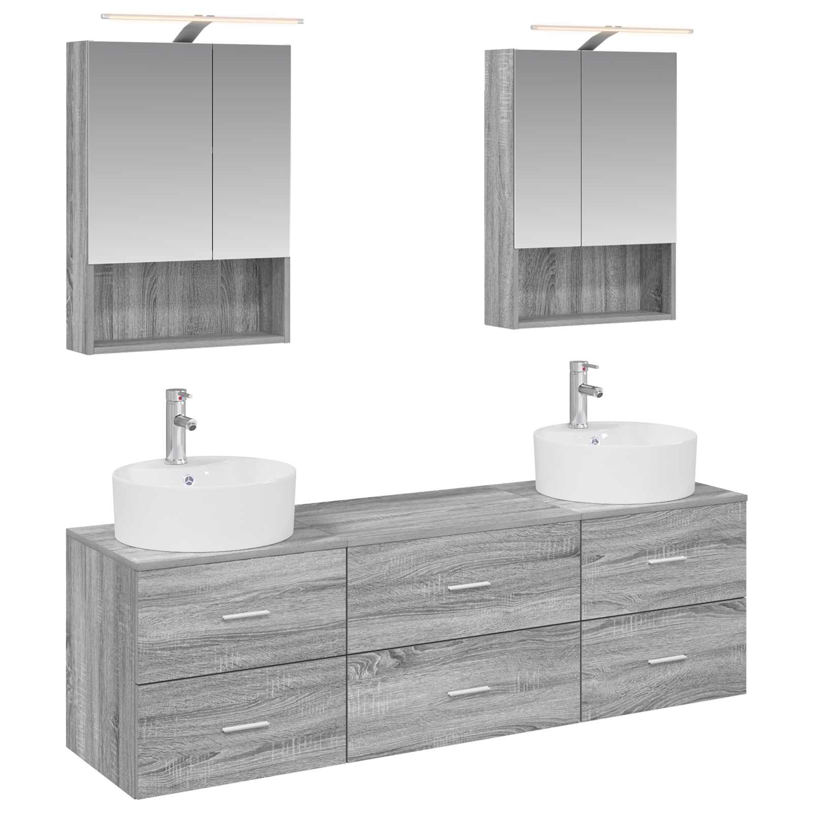 vidaXL Badkamermeubelset 5 pcs Wit Bewerkt hout en glas