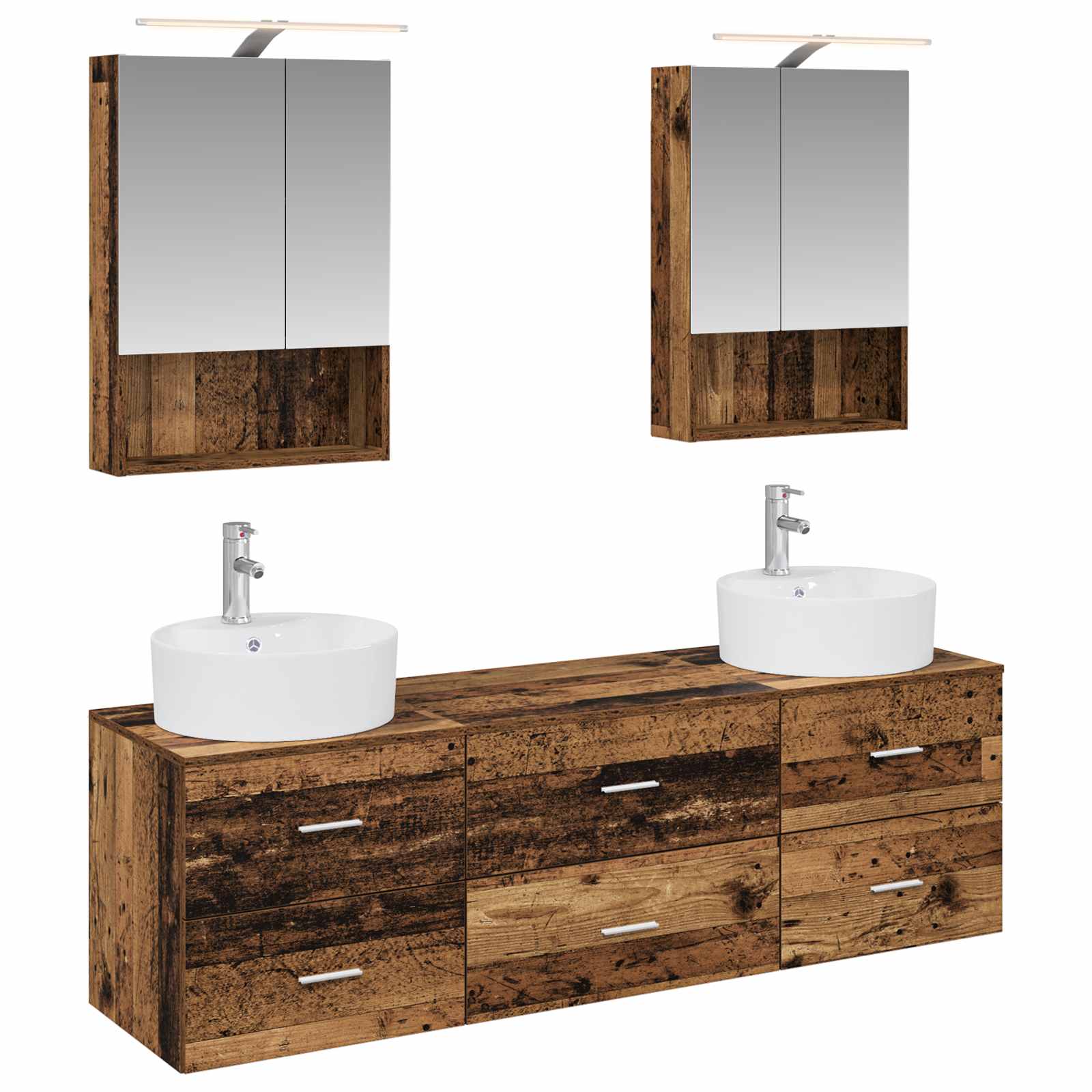 vidaXL Badkamermeubelset 5 pcs Wit Bewerkt hout en glas