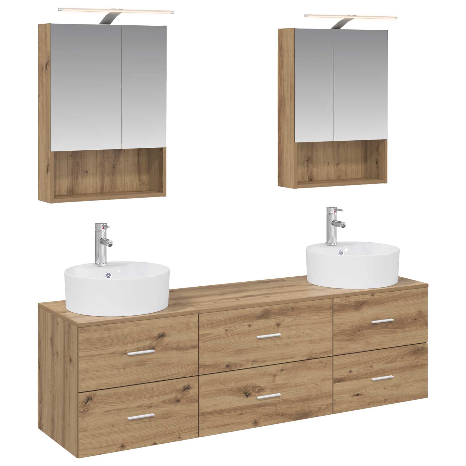 vidaXL Badkamermeubelset 5 pcs Wit Bewerkt hout en glas