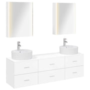 vidaXL Badkamermeubelset 5 pcs Wit Bewerkt hout en glas