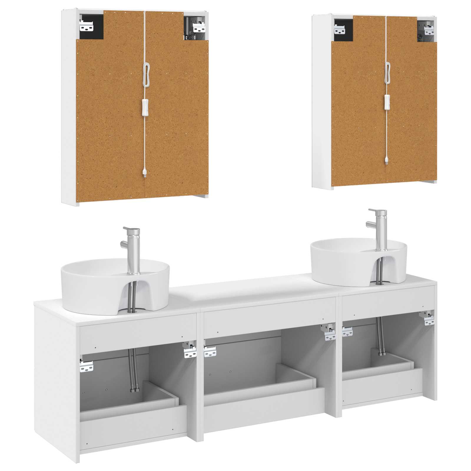 vidaXL Badkamermeubelset 5 pcs Wit Bewerkt hout en glas