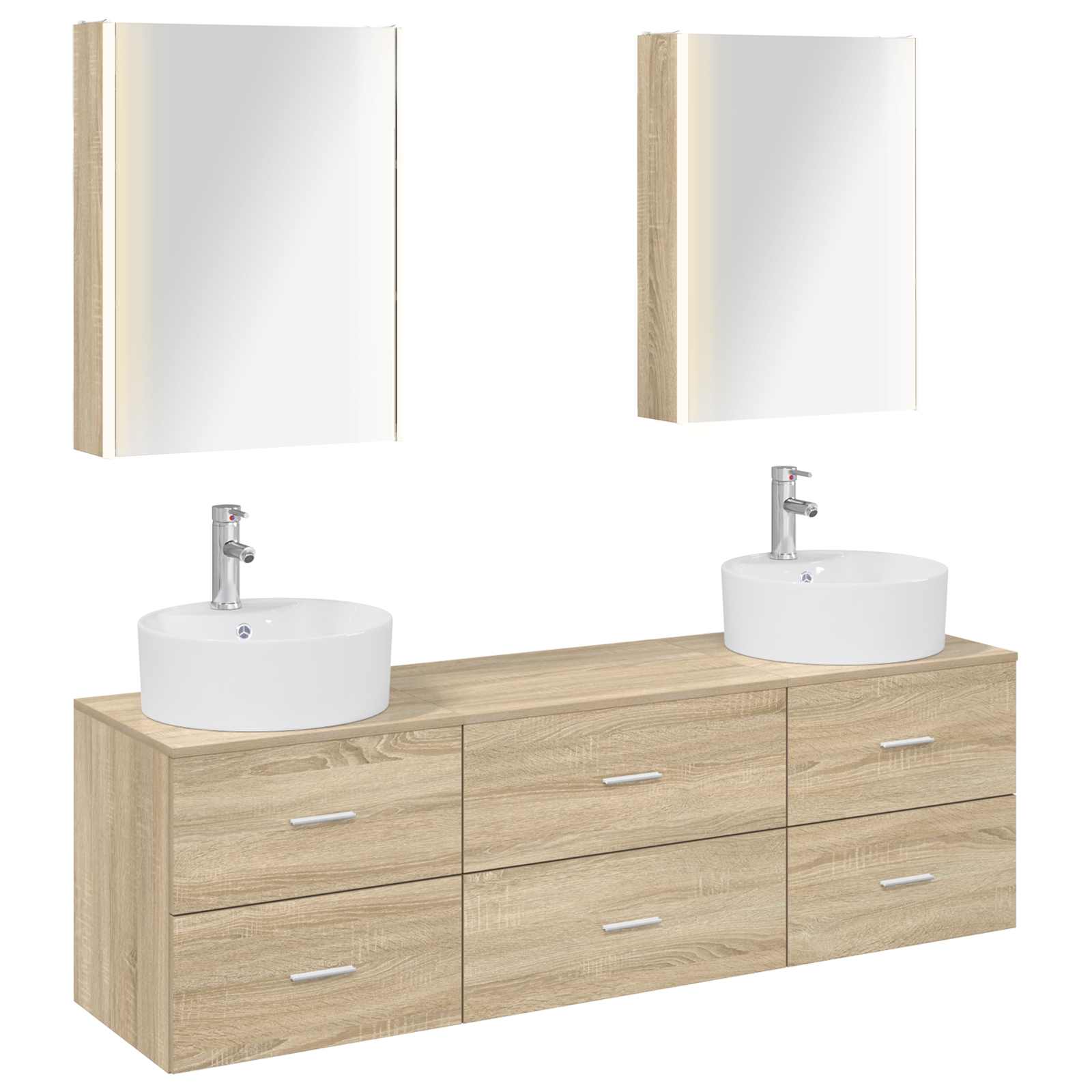 vidaXL Badkamermeubelset 5 pcs Wit Bewerkt hout en glas