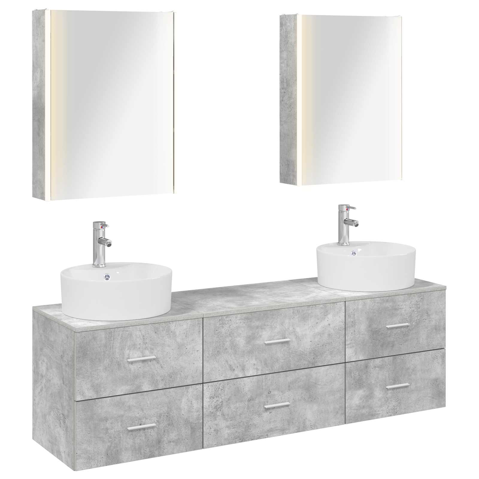 vidaXL Badkamermeubelset 5 pcs Wit Bewerkt hout en glas