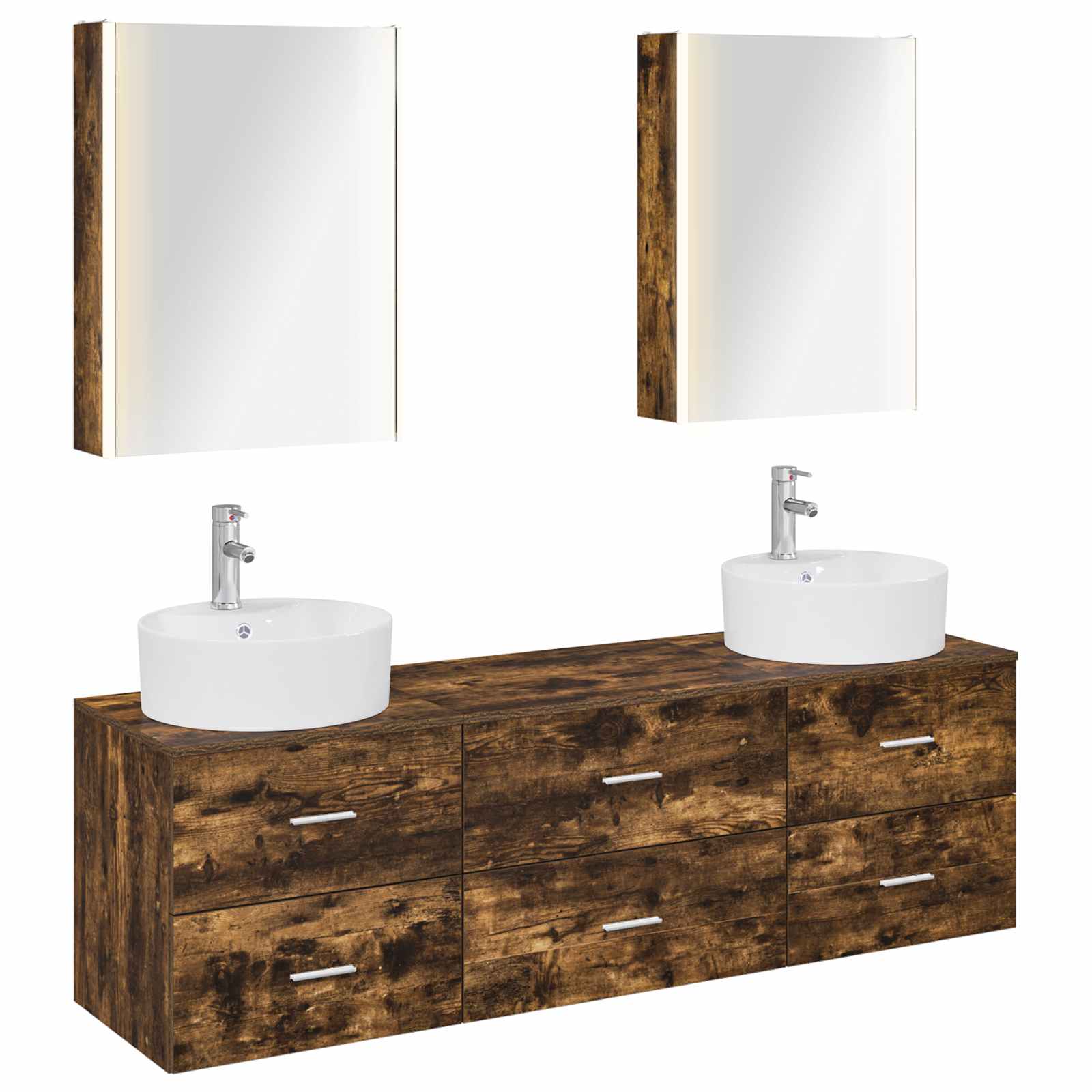 vidaXL Badkamermeubelset 5 pcs Wit Bewerkt hout en glas