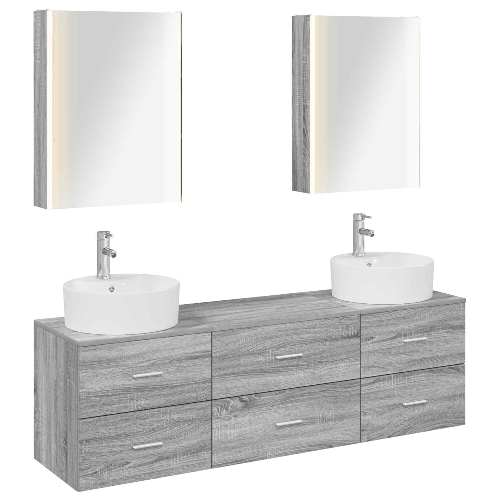 vidaXL Badkamermeubelset 5 pcs Wit Bewerkt hout en glas