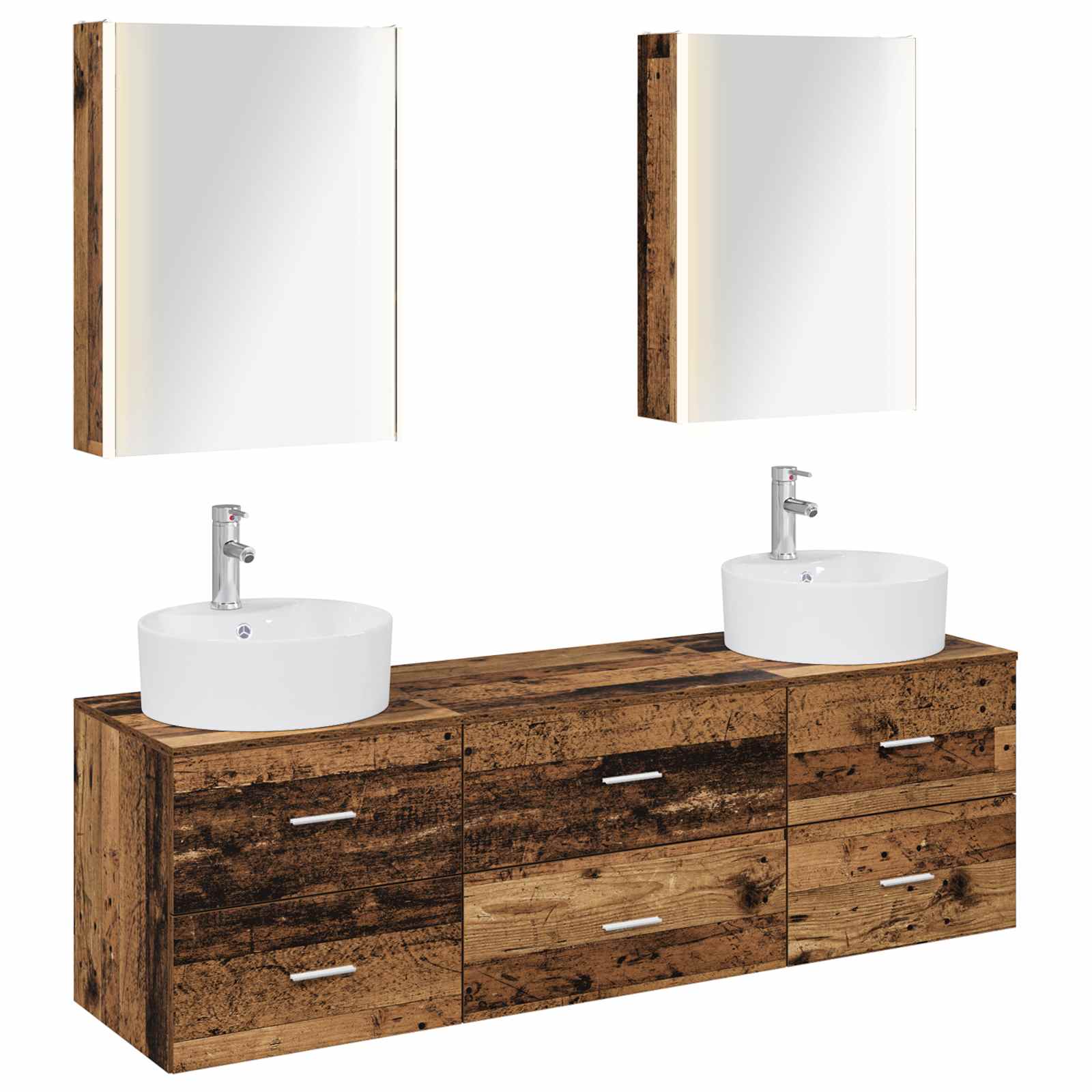 vidaXL Badkamermeubelset 5 pcs Wit Bewerkt hout en glas