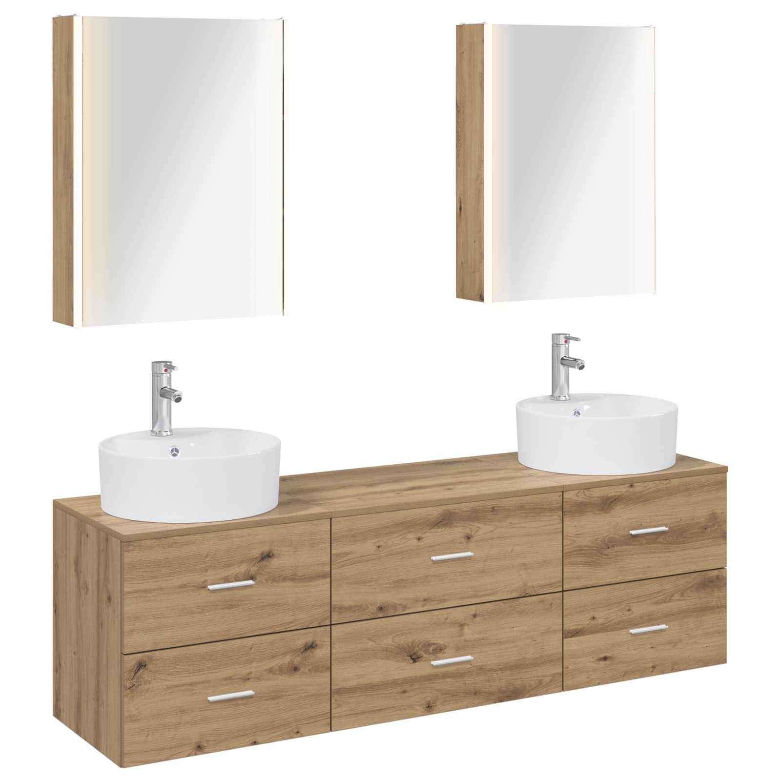 vidaXL Badkamermeubelset 5 pcs Wit Bewerkt hout en glas