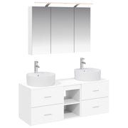 vidaXL Badkamermeubelset 4 pcs Wit Bewerkt hout en glas