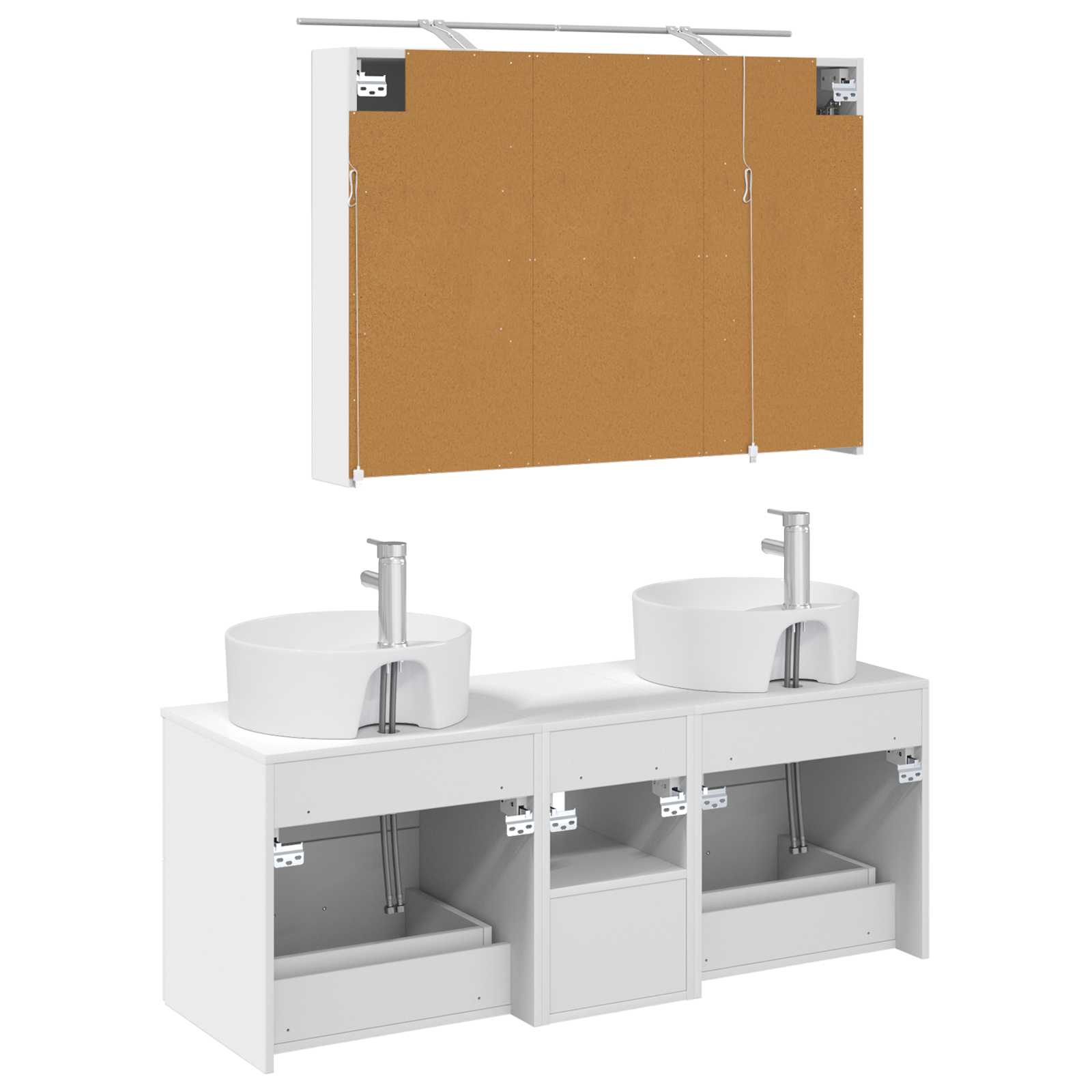 vidaXL Badkamermeubelset 4 pcs Wit Bewerkt hout en glas