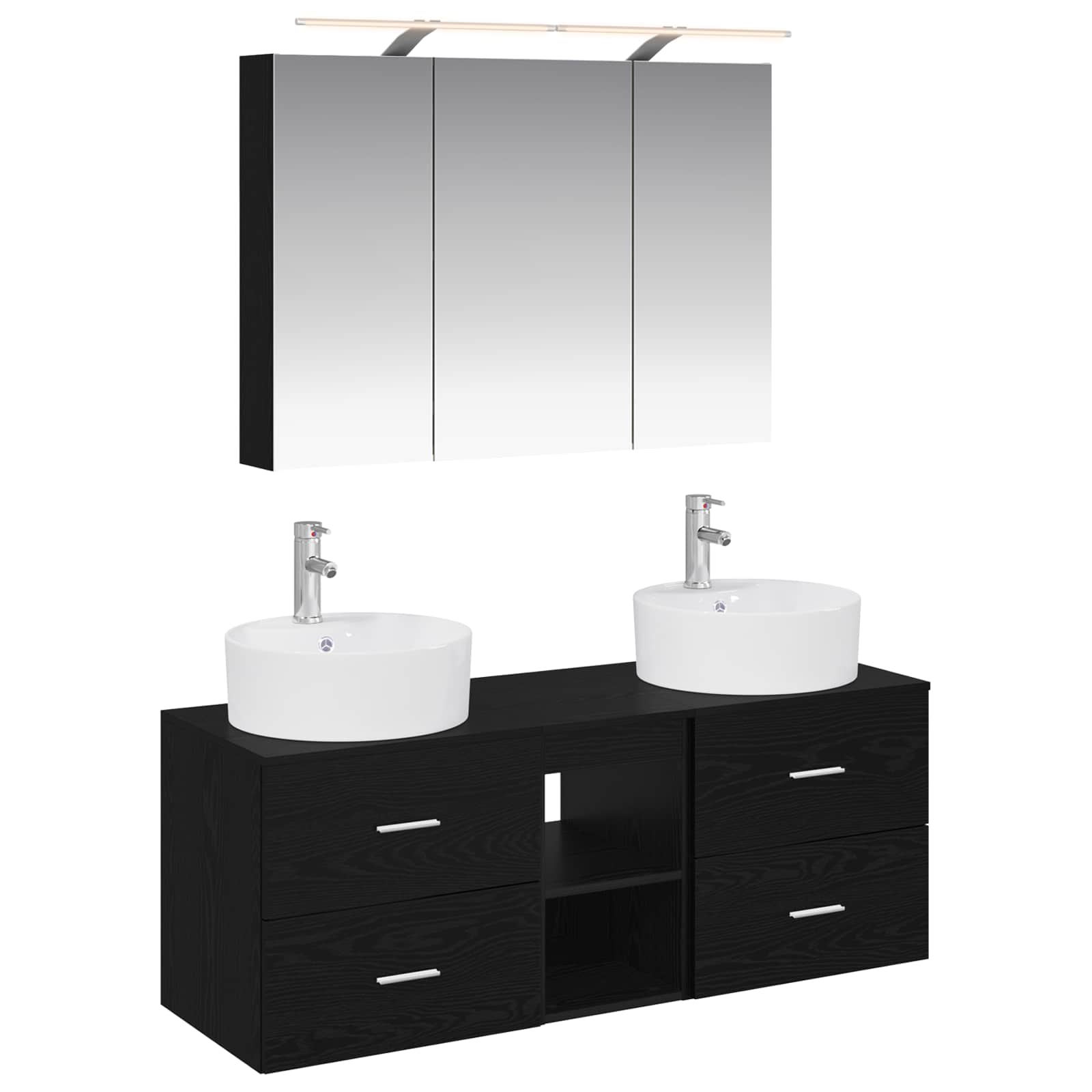 vidaXL Badkamermeubelset 4 pcs Wit Bewerkt hout en glas