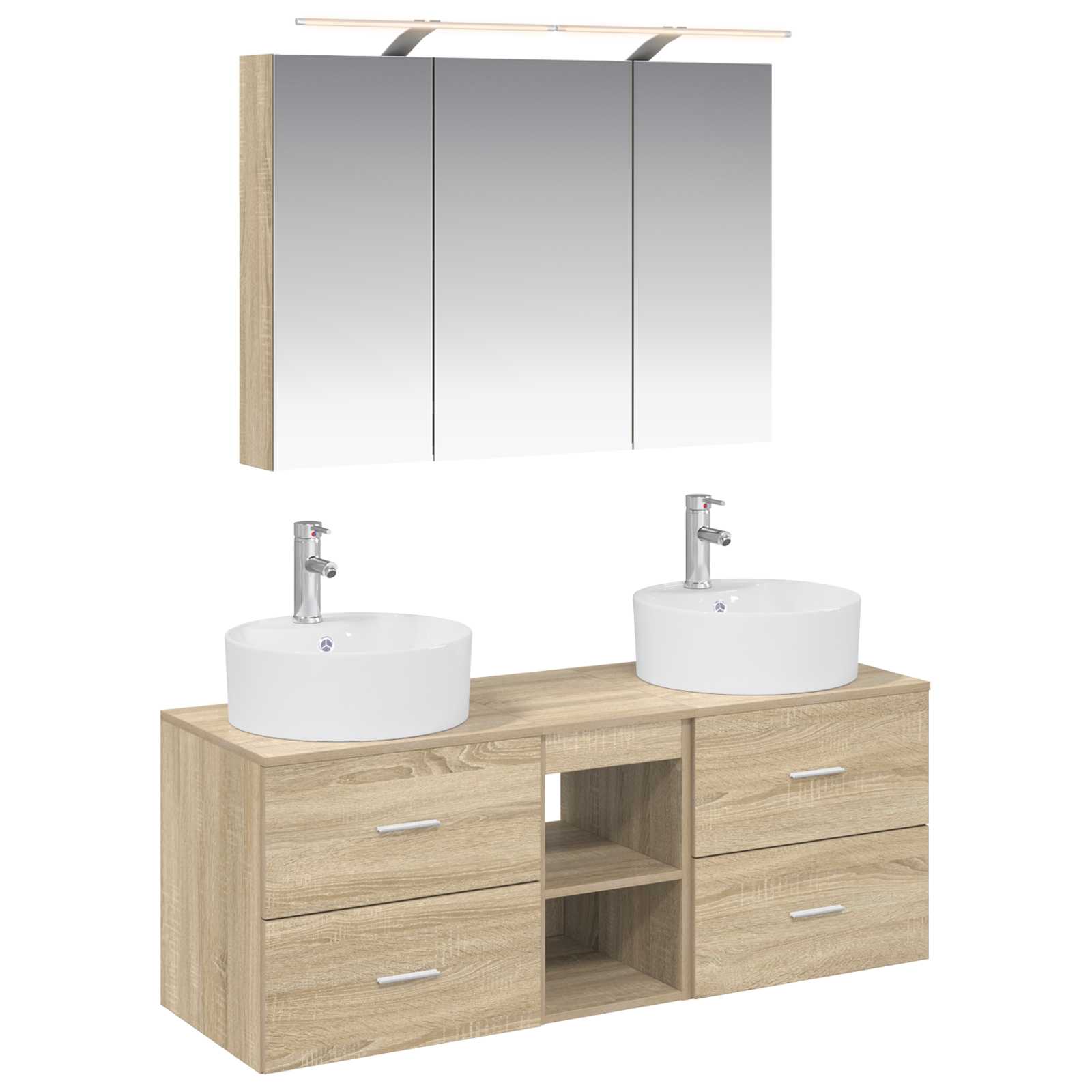 vidaXL Badkamermeubelset 4 pcs Wit Bewerkt hout en glas