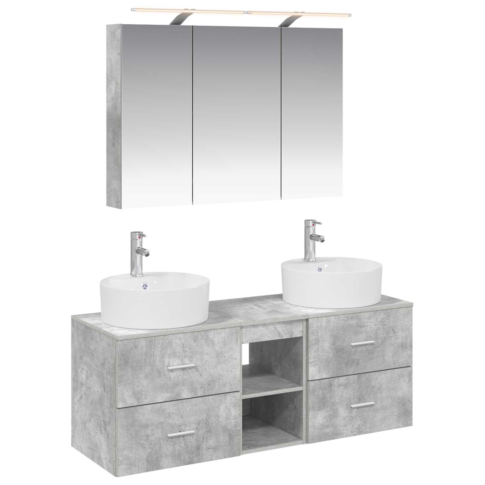 vidaXL Badkamermeubelset 4 pcs Wit Bewerkt hout en glas