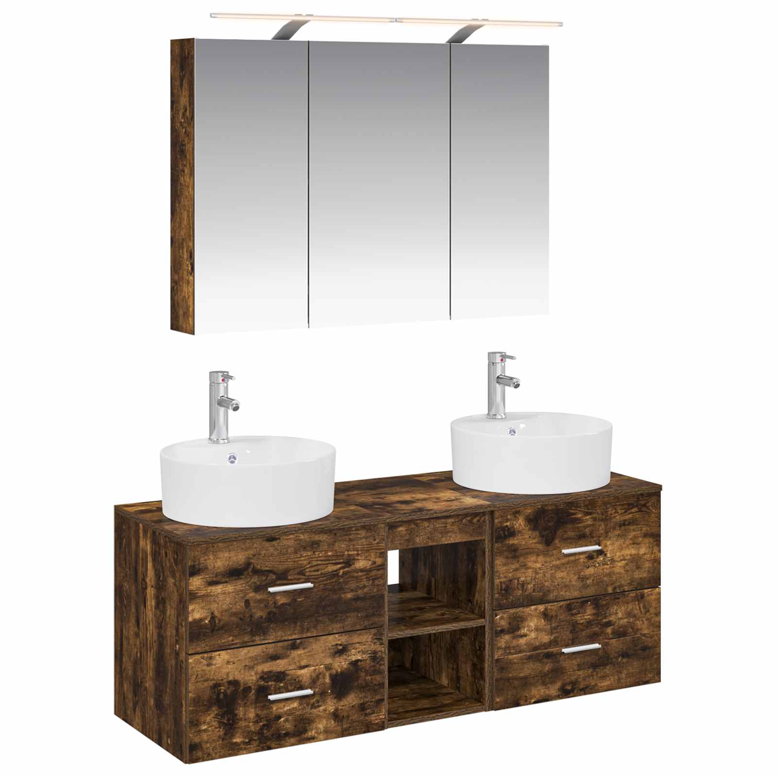 vidaXL Badkamermeubelset 4 pcs Wit Bewerkt hout en glas
