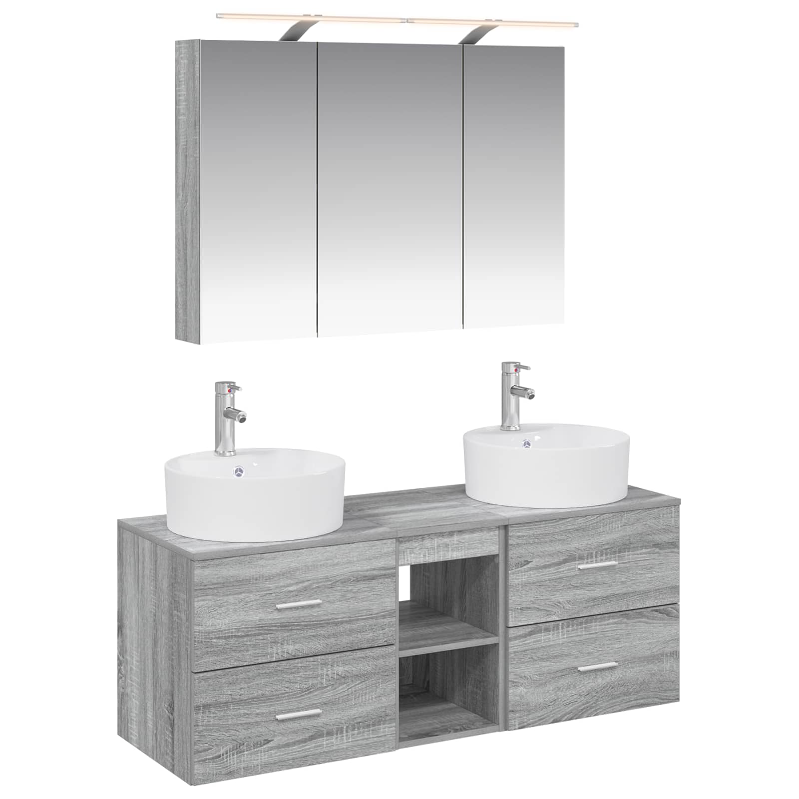 vidaXL Badkamermeubelset 4 pcs Wit Bewerkt hout en glas