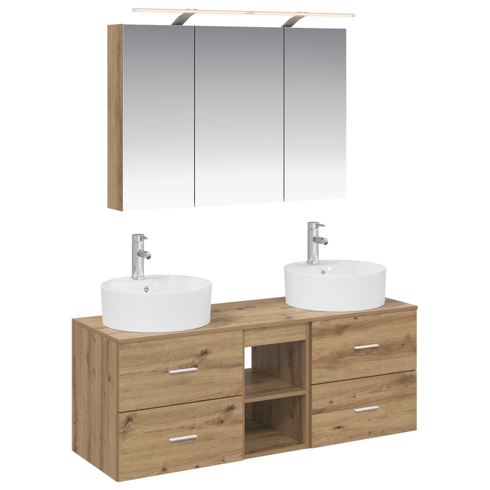 vidaXL Badkamermeubelset 4 pcs Wit Bewerkt hout en glas