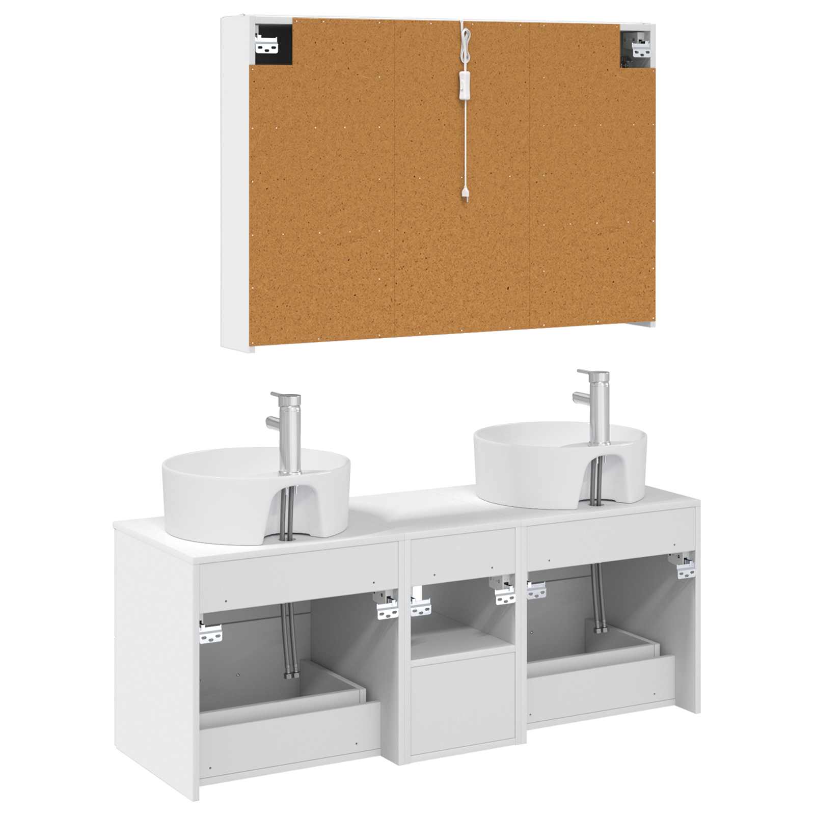 vidaXL Badkamermeubelset 4 pcs Wit Bewerkt hout en glas