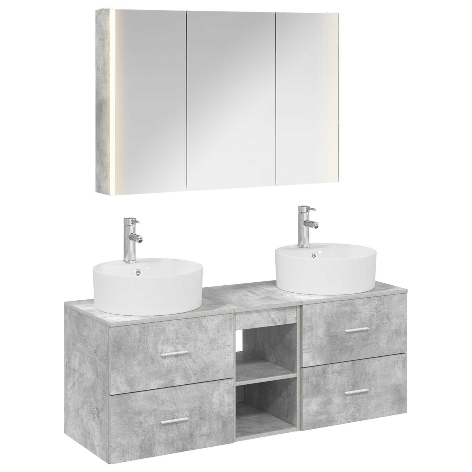 vidaXL Badkamermeubelset 4 pcs Wit Bewerkt hout en glas
